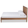 Baxton Studio Redmond Mid-Century Modern Walnut Brown Finished Wood and Synthetic Rattan King Size Platform Bed 183-11059-Zoro